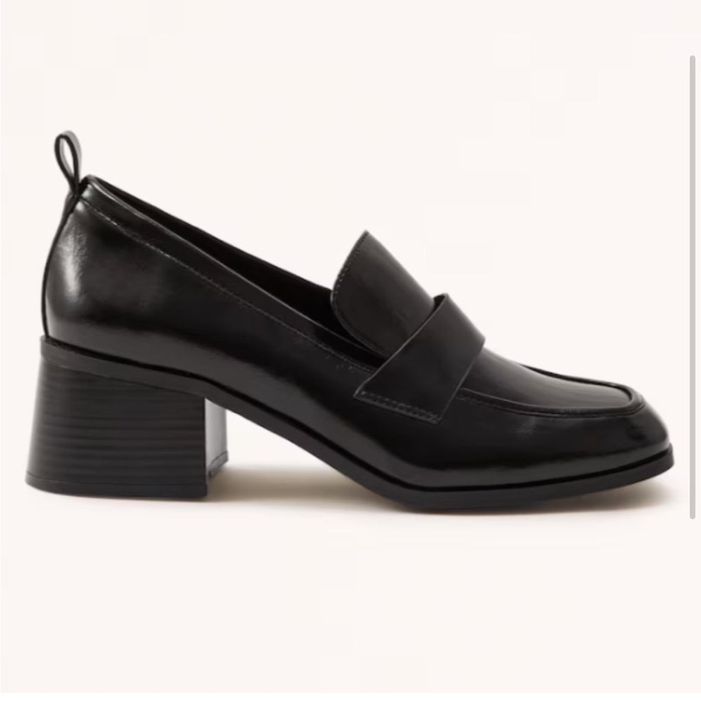 Abercrombie & Fitch Black Leather Loafer with Glossy Finish